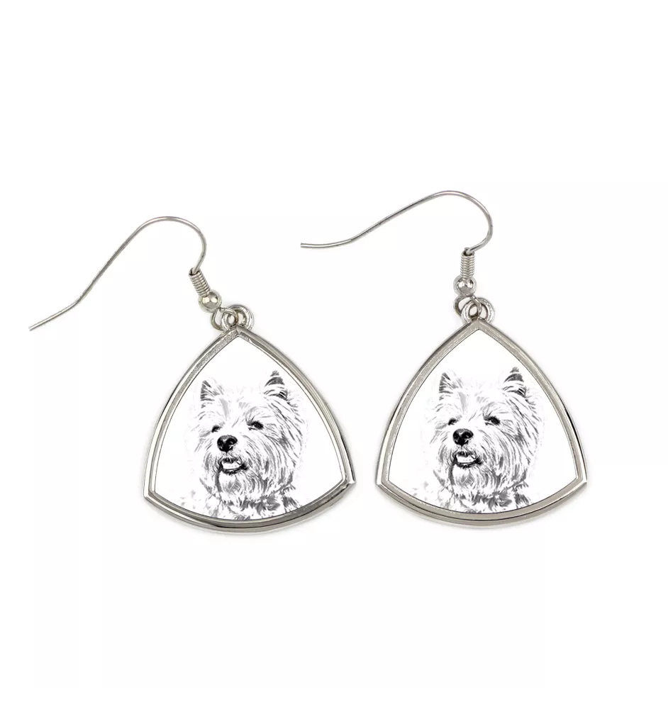 West Highland White Terrier, Westie - boucles d'oreilles avec chien, boucles d'oreilles pendantes avec photo, bijoux personnalisés avec impression de la marque Art-Dog