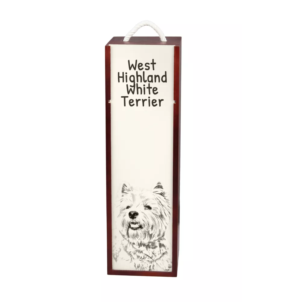 West Highland White Terrier, Westie, Westy - wine box with a dog, alcohol box with graphics, personalized gift box from the Art-Dog brand