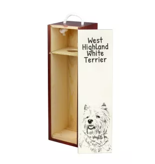 West Highland White Terrier, Weißer Hochlandterrier, Westie - Weinbox mit Hund, Alkoholbox mit Grafik, personalisierte Geschenkbox der Marke Art-Dog