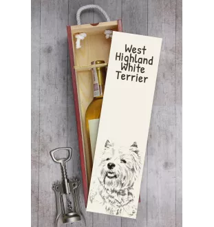 West Highland White Terrier, Weißer Hochlandterrier, Westie - Weinbox mit Hund, Alkoholbox mit Grafik, personalisierte Geschenkbox der Marke Art-Dog