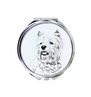 West Highland White Terrier, Westie - miroir de poche avec chien, miroir personnalisé pour sac à main, miroir compact avec impression de la marque Art-Dog