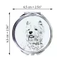 West Highland White Terrier, Westie, Westy - Pocket mirror with a dog, personalized mirror for a purse, compact mirror with Art-Dog brand print.
