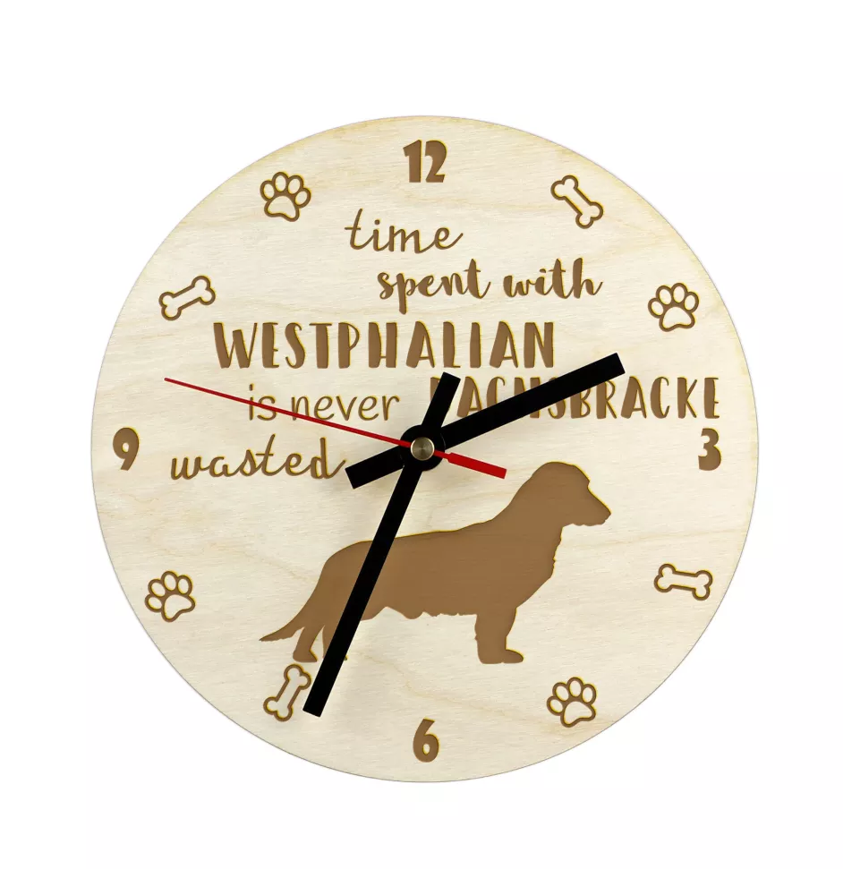 Westphalian Dachsbracke,  Westphalian Hound - clock with a dog, wooden clock, wall clock for dog lovers, clock for desk and shelf, Art-Dog