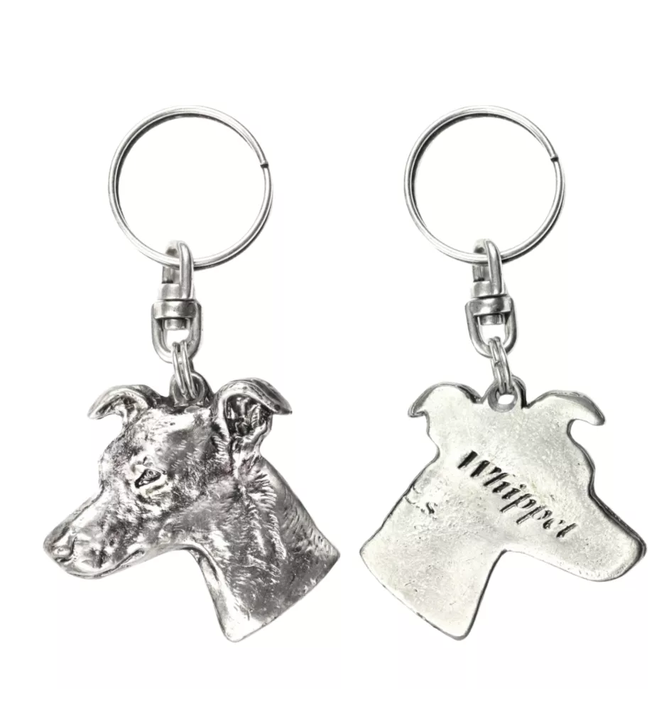 Whippet, Kleiner Englischer Windhund - Versilberte Hund Anhänger, Handtasche Dekoration, Rucksack-Anhänger von Art-Dog Marke