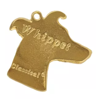 Whippet, Kleiner Englischer Windhund - Vergoldeter Schlüsselanhänger mit Hund, Handtaschenschmuck, Luxus-Accessoire der Marke Art-Dog