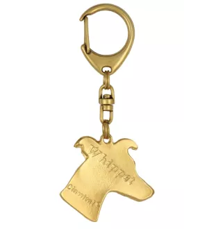 Whippet - Gilded key ring with dog in gift box, handbag decoration, luxury accessory by Art-Dog brand