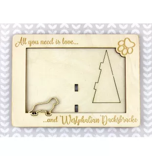 Basset de Westphalie, Westphalian Dachsbracke - Cadre photo, cadre en bois gravé, un joli gadget pour l'amoureux des chiens par Art-Dog
