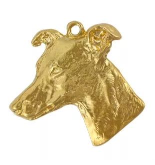 Whippet - Gilded key ring with dog in gift box, handbag decoration, luxury accessory by Art-Dog brand