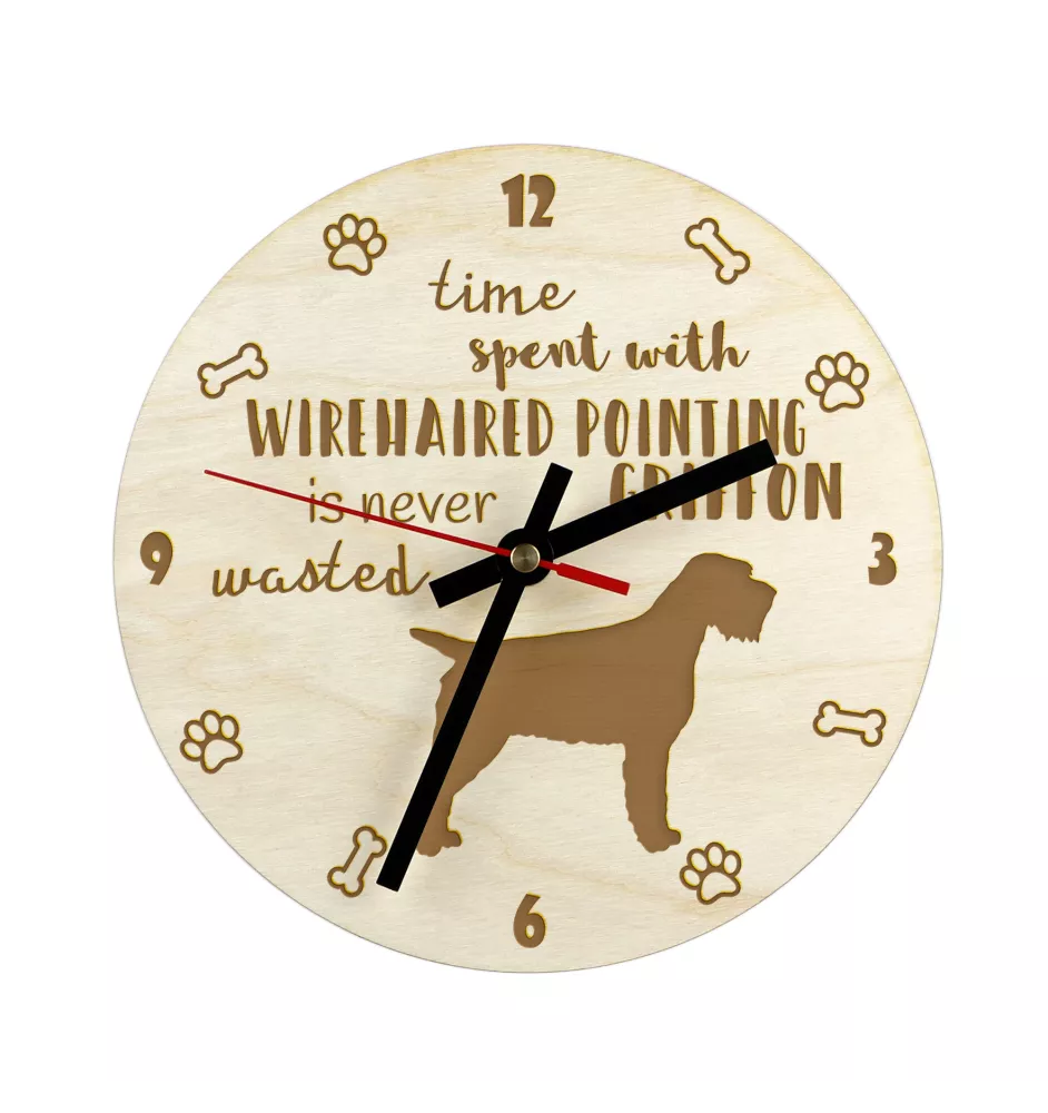 Wirehaired Pointing Griffon, Korthals Griffon - clock with dog, wooden clock with engraving, personalised clock by Art-Dog