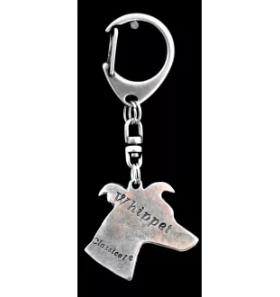 Whippet, Lévrier whippet - Porte-clés argenté avec un chien dans une boîte cadeau, décoration de sac à main, pendentif de sac à dos par la marque Art-Dog