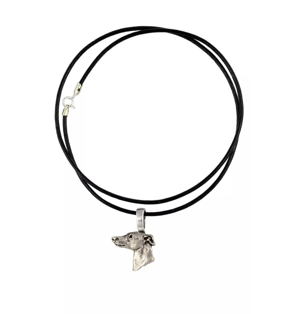 Whippet, Kleiner Englischer Windhund - Hundehalsband, versilberter Anhänger für den Hundeliebhaber, dezenter Schmuck von Art-Dog