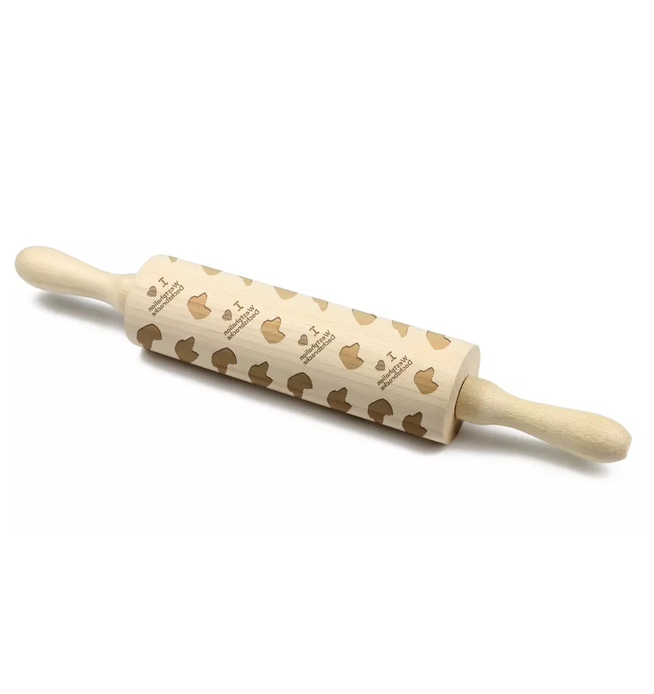 Westphalian Dachsbracke,  Westphalian Hound - patterned rolling pin with a dog, rolling pin for dough and ceramics, a gift for a pastry chef from the Art-Dog brand
