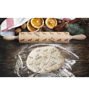 Westphalian Dachsbracke,  Westphalian Hound - rolling pin for dough with a dog, patterned rolling pin for ceramics, a gift for a cook from the Art-Dog brand