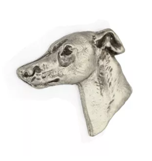 Whippet, Lévrier whippet  - Broche chien argentée, épingle élégante, décoration de revers de veste par la marque Art-Dog