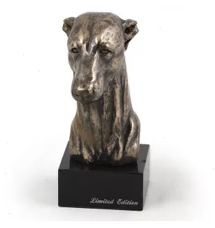 Whippet, Kleiner Englischer Windhund - Hundestatue, Büste auf Steinsockel, Skulptur, Trophäe für Hundeausstellung der Marke Art-Dog