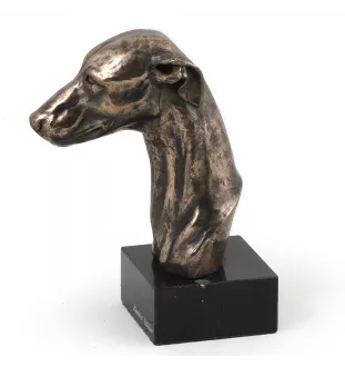 Whippet, Kleiner Englischer Windhund - Hundestatue, Büste auf Steinsockel, Skulptur, Trophäe für Hundeausstellung der Marke Art-Dog