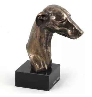 Whippet, Lévrier whippet - Statue de chien, buste sur socle en pierre, sculpture, trophée pour exposition canine par la marque Art-Dog