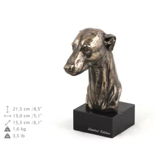 Whippet, Lévrier whippet - Statue de chien, buste sur socle en pierre, sculpture, trophée pour exposition canine par la marque Art-Dog