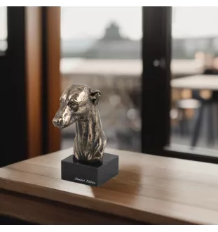 Whippet, Kleiner Englischer Windhund - Hundestatue, Büste auf Steinsockel, Skulptur, Trophäe für Hundeausstellung der Marke Art-Dog
