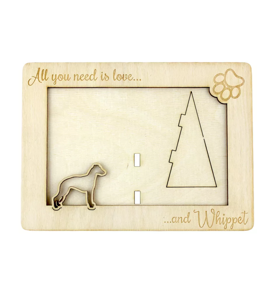 Whippet - Photo frame, engraved wooden frame, a lovely gadget for the dog lover by Art-Dog