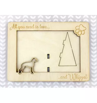 Whippet - Photo frame, engraved wooden frame, a lovely gadget for the dog lover by Art-Dog