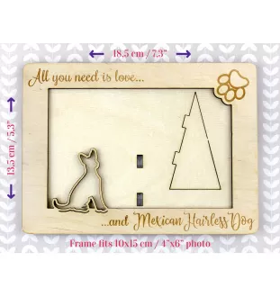 Nagi pies meksykański ramka na zdjęcie ze sklejki Art-Dog