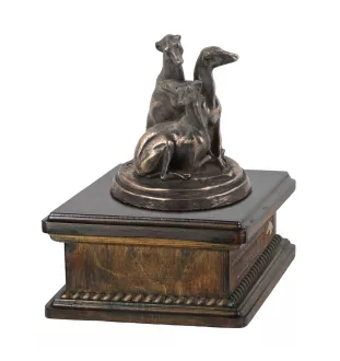 Whippet drewniana urna niska z podobizną Art-Dog