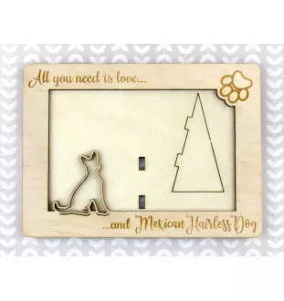 Mexikanischer Nackthund, Xoloitzcuintle, Xolo, Tepeizeuintli - Fotorahmen, gravierter Holzrahmen, ein schönes Gadget für den Hundeliebhaber von Art-Dog