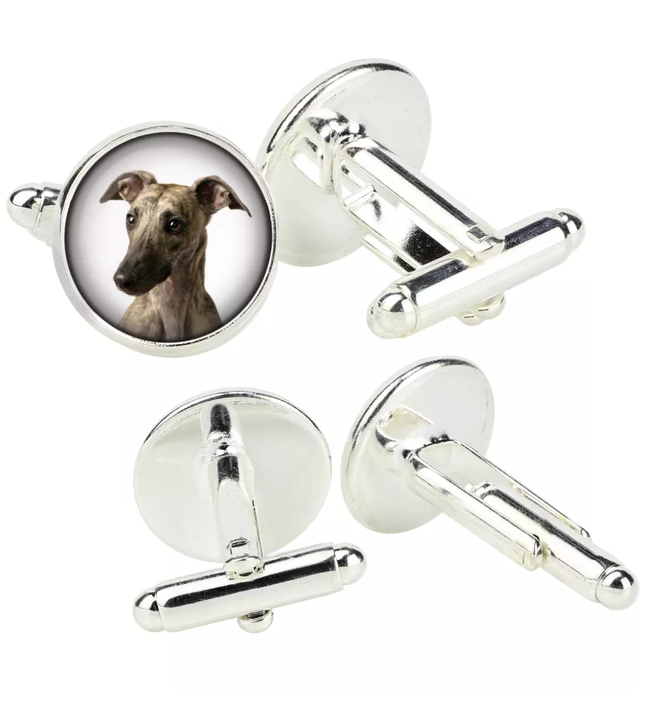 Whippet, Lévrier whippet - Boutons de manchette dans une boîte, bijoux faits à la main, produit de la marque Art-Dog