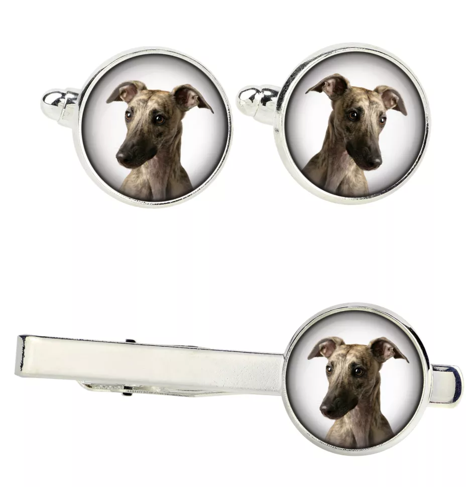 Whippet, Kleiner Englischer Windhund Ärmelknöpfe und Krawatte mit Ihrem Foto, Anzugaccessoire, Herrenschmuck der Marke Art-Dog