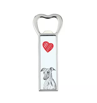 Whippet - bottle opener with a dog, personalized fridge opener, unique gift for a man by Art-Dog brand