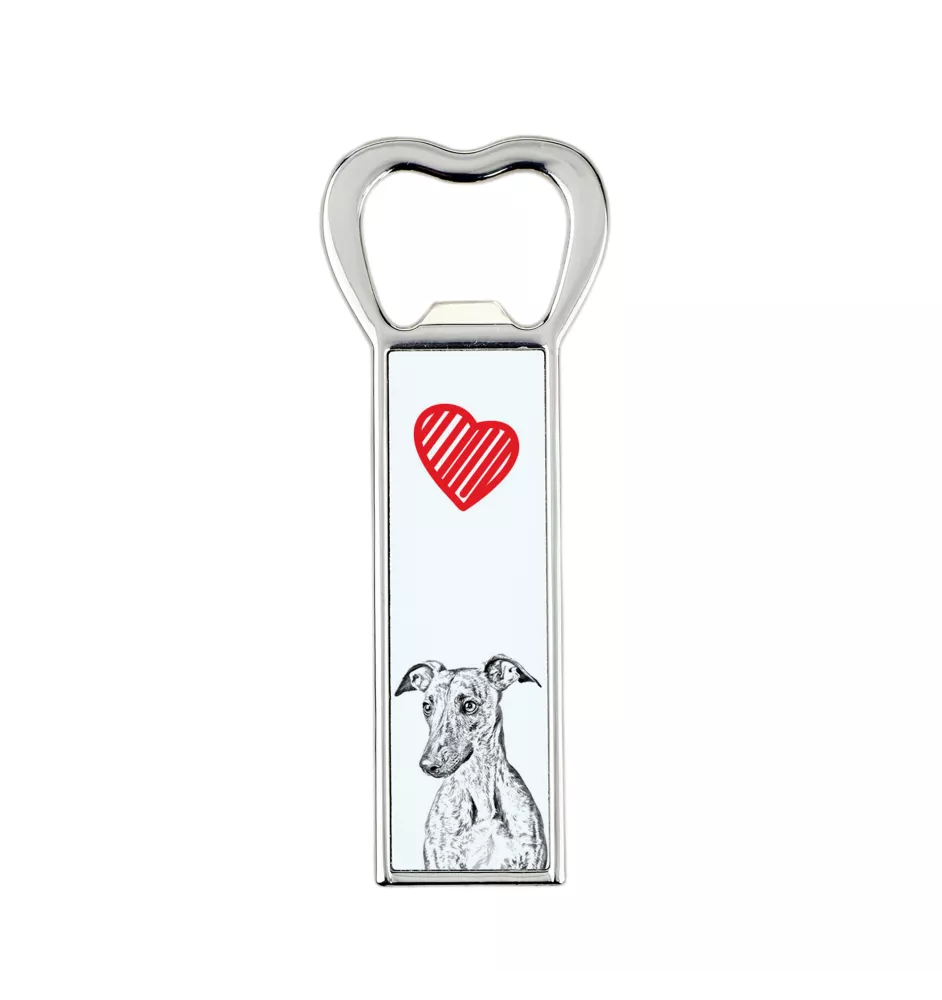 Whippet - bottle opener with a dog, personalized fridge opener, unique gift for a man by Art-Dog brand
