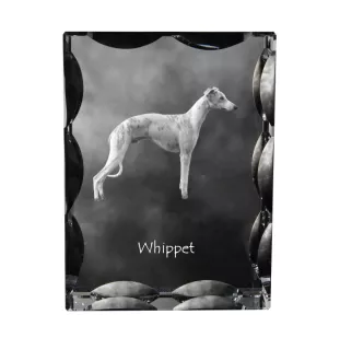 Whippet - crystal with a picture of a dog, glass statuette with a picture, unique frame with a picture from Art-Dog brand