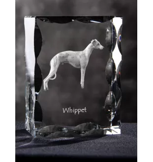 Whippet - crystal with a picture of a dog, glass statuette with a picture, unique frame with a picture from Art-Dog brand