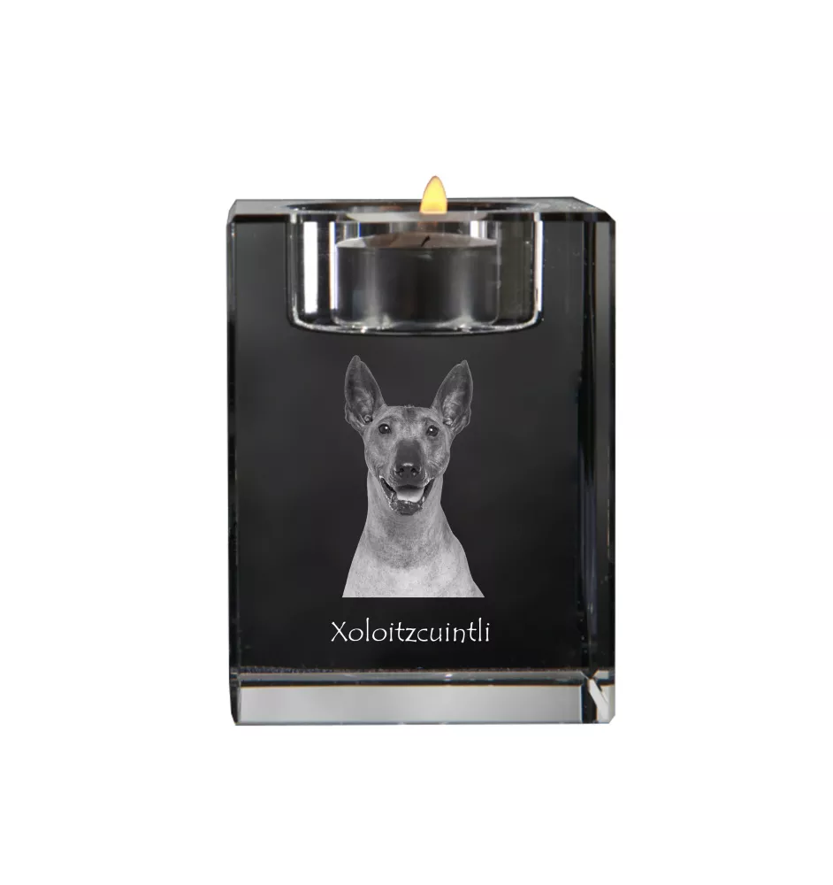 Xoloitzcuintle, Mexican Hairless Dog, Xoloitzquintle - Candle holder with dog photo, crystal tealight holder, personalised gift by Art-Dog brand