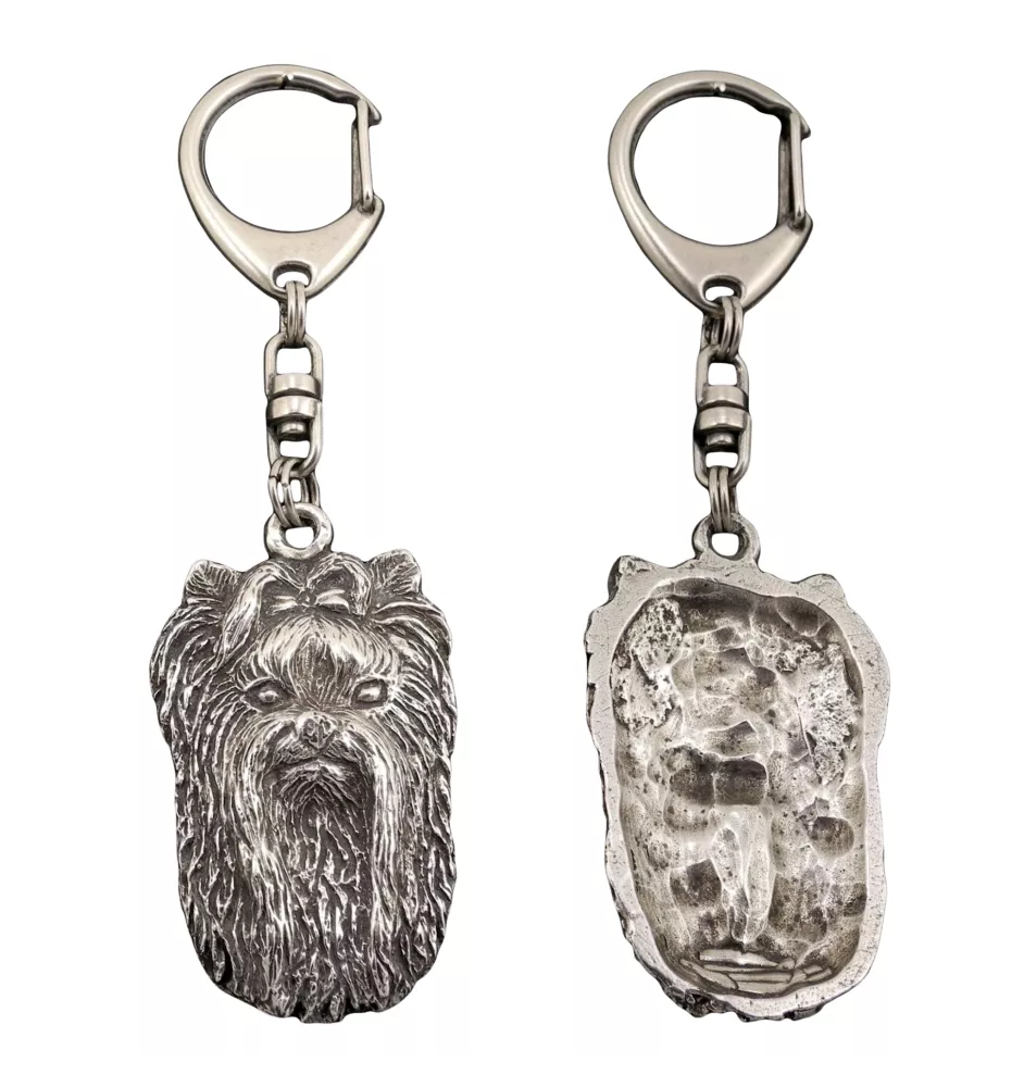 Yorkshire Terrier II - Versilberter Schlüsselanhänger mit Hund, Handtaschen-Dekoration, Rucksack-Anhänger der Marke Art-Dog