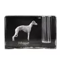 Whippet, Kleiner Englischer Windhund - Stifthalter, Kristallorganizer mit Hundefoto, einzigartige Schreibtischdekoration der Marke Art-Dog