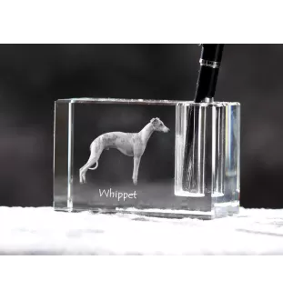 Whippet, Lévrier whippet - Porte-stylos, organiseur en cristal avec photo de chien, décoration de bureau unique par la marque Art-Dog