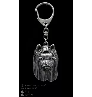 Yorkshire Terrier III - Versilberter Schlüsselanhänger mit Hund, Handtaschen-Dekoration, Rucksack-Anhänger der Marke Art-Dog