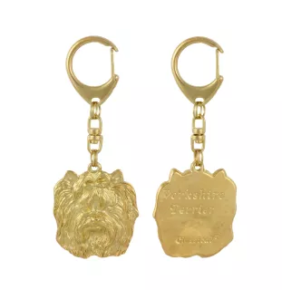 Yorkshire Terrier I - Vergoldeter Schlüsselanhänger mit Hund, Handtaschenschmuck, Luxus-Accessoire der Marke Art-Dog