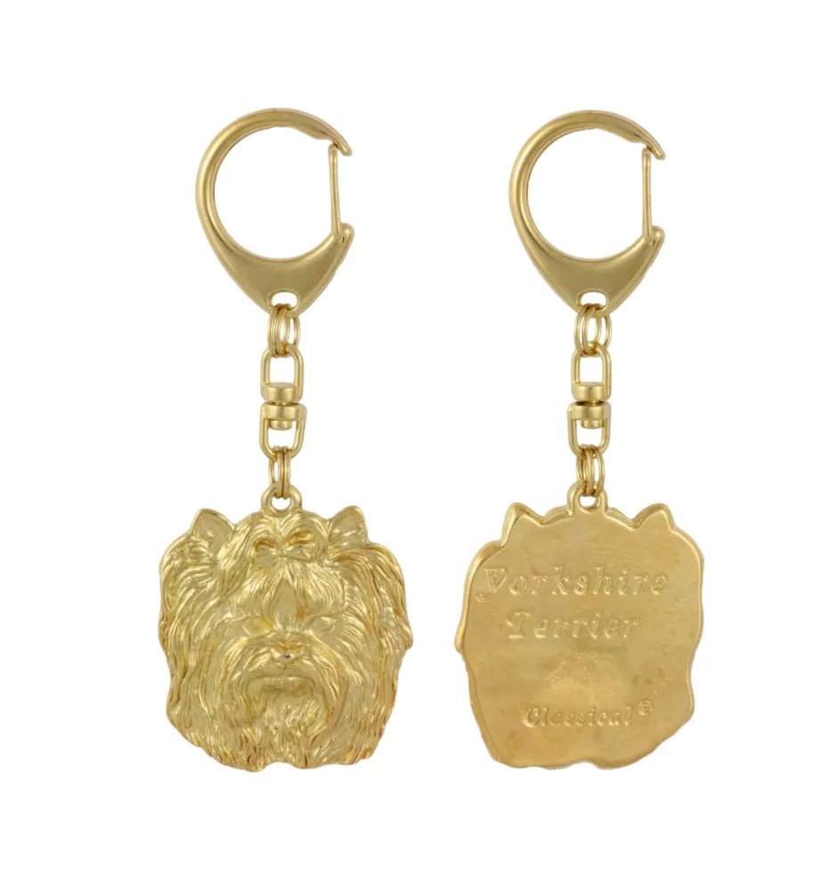 Yorkshire Terrier I - Vergoldeter Schlüsselanhänger mit Hund, Handtaschenschmuck, Luxus-Accessoire der Marke Art-Dog