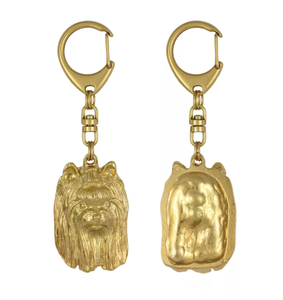 Yorkshire Terrier, Terrier Du Yorkshire, York III - Porte-clés doré avec chien, décoration de sac à main, accessoire de luxe de la marque Art-Dog