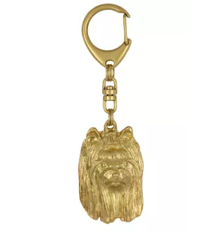 Yorkshire Terrier, Terrier Du Yorkshire, York III - Porte-clés doré avec chien dans boîte cadeau, décoration de sac à main, accessoire de luxe de la marque Art-Dog