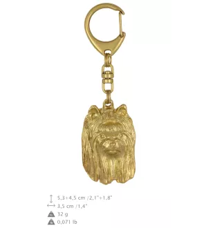 Yorkshire Terrier III - Vergoldeter Schlüsselanhänger mit Hund in Geschenkbox, Handtaschen-Dekoration, Luxus-Accessoire der Marke Art-Dog