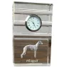 Whippet - glass clock with a photo, photo of a dog in crystal, personalized standing office clock by Art-Dog brand
