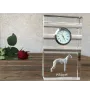 Whippet - glass clock with a photo, photo of a dog in crystal, personalized standing office clock by Art-Dog brand