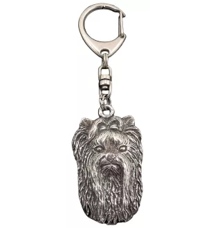 Yorkshire Terrier, Yorkie II - Silver-plated key ring with a dog in a gift box, handbag decoration, backpack pendant by Art-Dog brand
