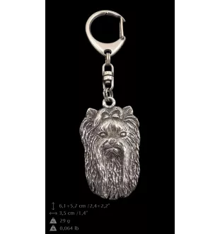 Yorkshire Terrier, Yorkie II - Silver-plated key ring with a dog in a gift box, handbag decoration, backpack pendant by Art-Dog brand