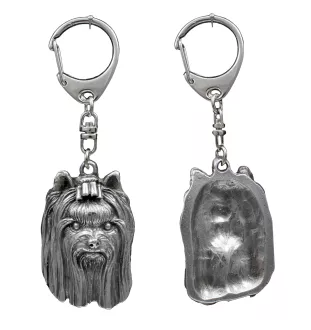 Yorkshire Terrier, Terrier Du Yorkshire, York III - Porte-clés argenté avec un chien dans une boîte cadeau, décoration de sac à main, pendentif de sac à dos par la marque Art-Dog
