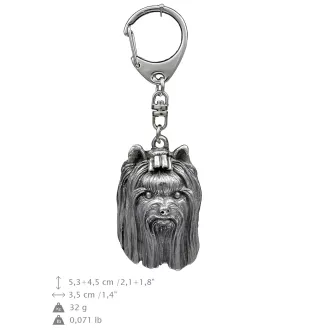 Yorkshire Terrier, Terrier Du Yorkshire, York III - Porte-clés argenté avec un chien dans une boîte cadeau, décoration de sac à main, pendentif de sac à dos par la marque Art-Dog